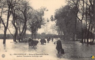 Route de Damrémont-Vallée pendant l'inondation de février 1906
