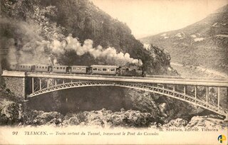 Train sortant du Tunnel, traversant le pont des cascades