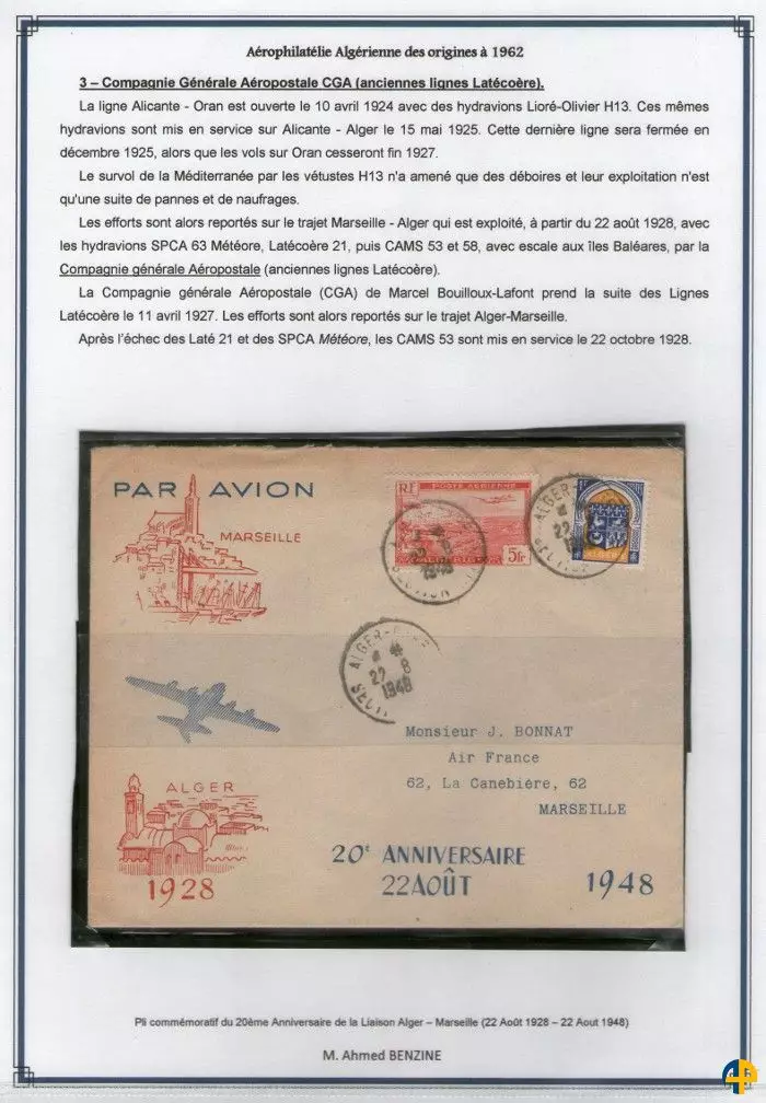 Les lignes aériennes en Algérie des origines à 1962