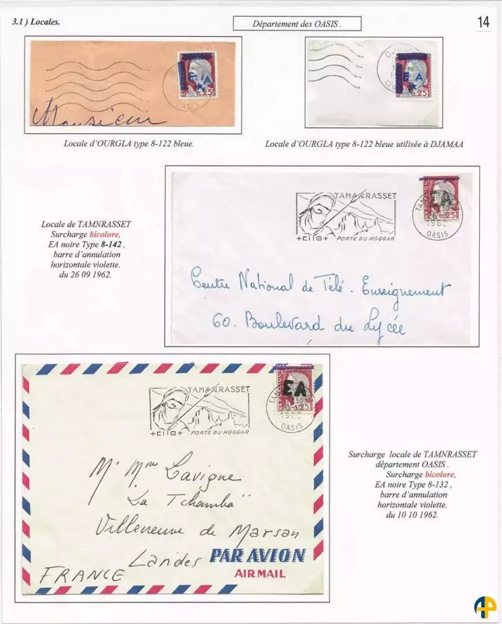 La Marianne de Decaris surchargée EA en Algérie du 04/07/1962 au 23/01/1963