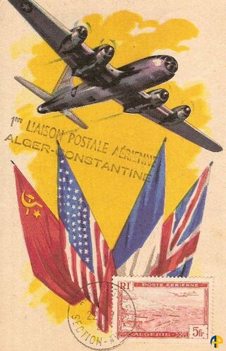 Aérophilatélie - 1ère Liaison postale Aérienne Alger - Constantine