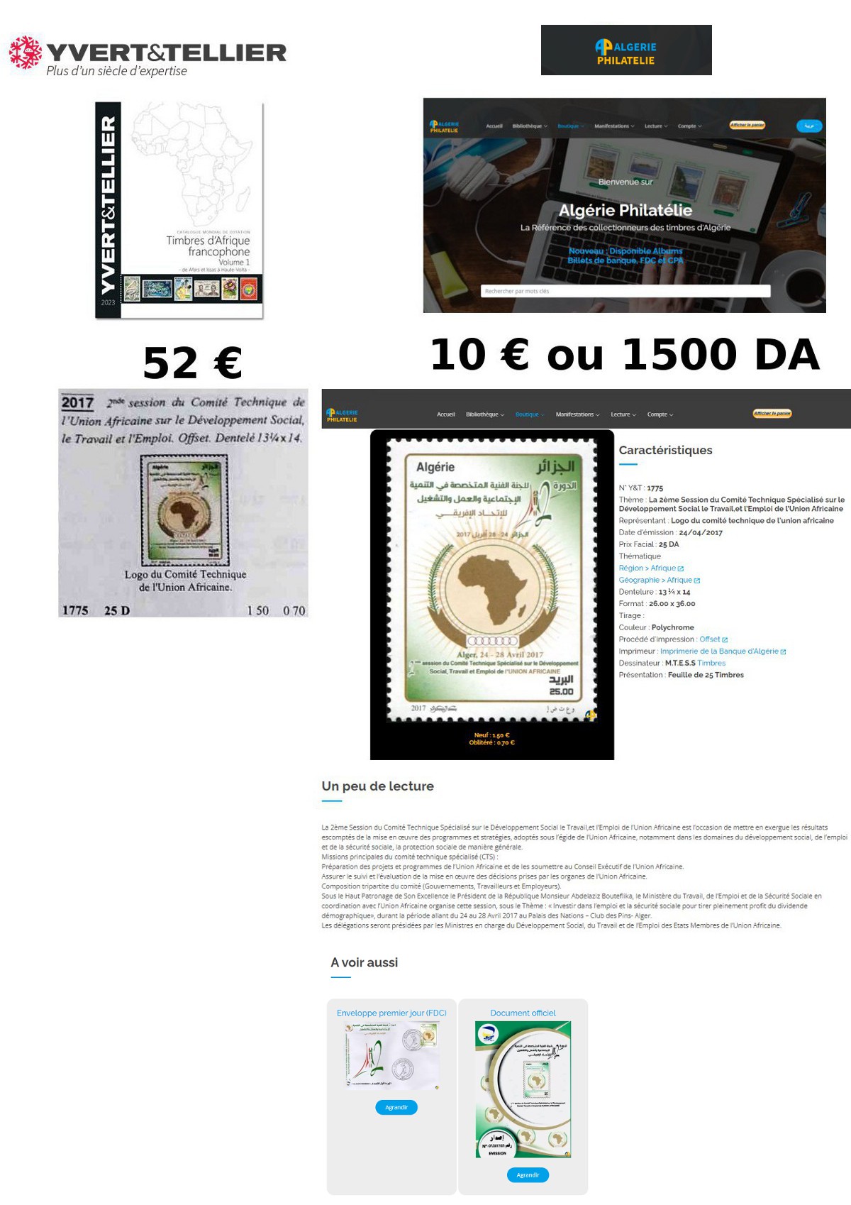 Comparatif Yvert & Tellier vs Algérie Philatélie