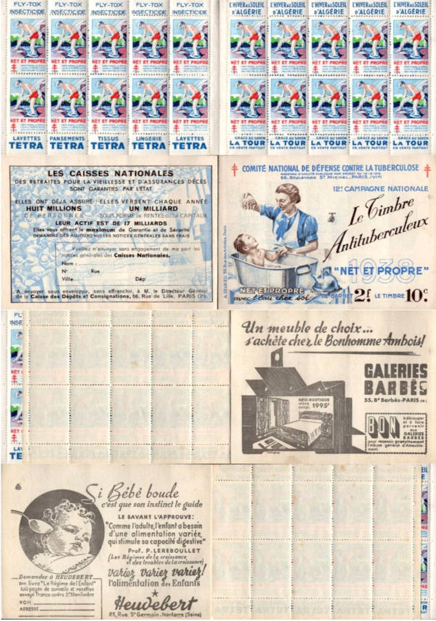 1938 Carnet Antituberculeux Algérie Complet avec 20 Vignettes L'hiver au Soleil d'Algérie