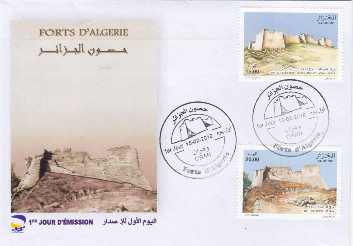 2010 Emission n° 03 - Enveloppe 1er jour - Forts d'Algérie : Fort de l'Empereur (Bordj Moulay Hassan) - Fort de Gouraya
