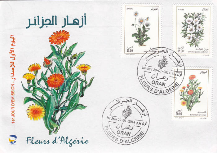2014 Emisión n.º 01 - Sobre de Primer Día - Flores de Argelia